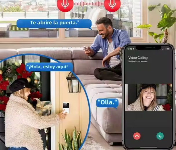 Timbre Portátil Inteligente con Cámara y Sonido