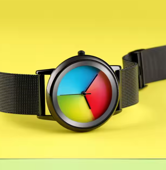 Reloj de pulsera con esfera de arcoíris