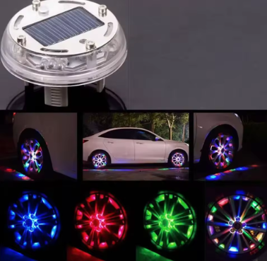 Luz led para Ruedas con Célula Solar RGB Intermitente (4 PCS )